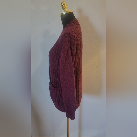 SO Women's Rich Burgundy Cardigan Sweater - Picture 4 of 4